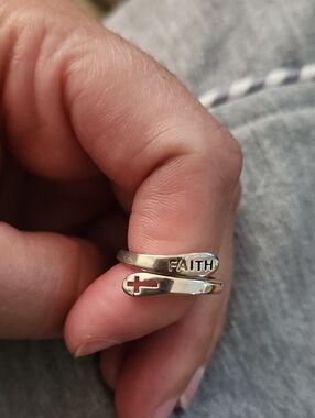 Faith Wrap Ring with Cross Accent - Silver Tone